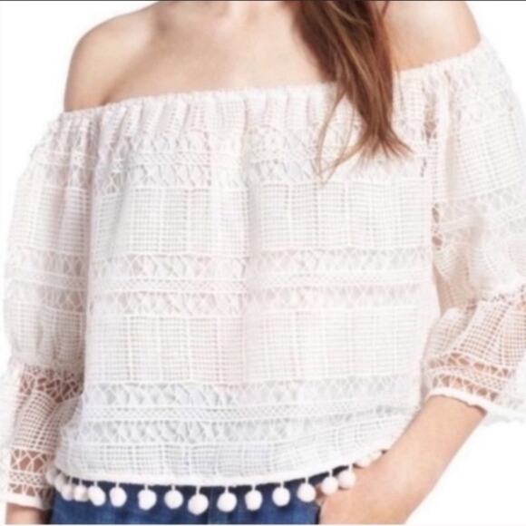 NWT Tularosa Alexa linen lace off the shoulder top - Picture 2 of 5
